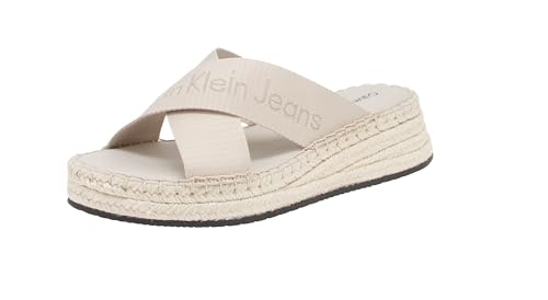 Calvin Klein Jeans Damen Espadrilles mit Absatz, Mehrfarbig (Triple Eggshell), 39 im Sale