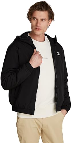 Calvin Klein Herren Jacke Padded Hooded Harrington Übergangsjacke, Schwarz (Ck Black), im Sale