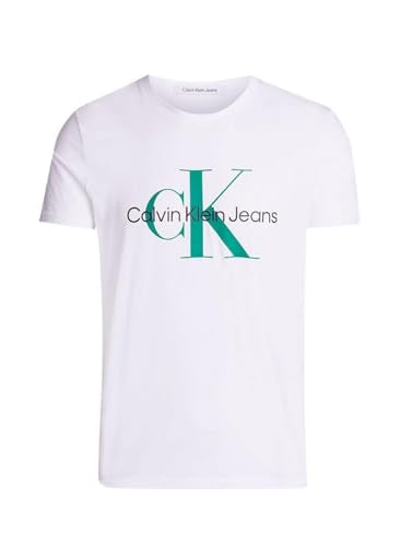 Calvin Klein Jeans Herren T-Shirt Kurzarm Rundhalsausschnitt, Weiß (Bright White), 6 im Sale