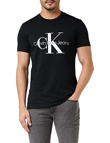 Calvin Klein Herren T-Shirt Kurzarm Core Monologo Slim Fit, Blau (Night Sky), im Sale