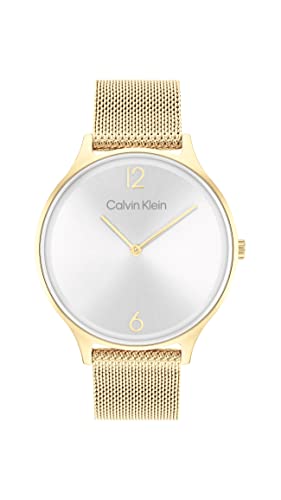 Calvin Klein Analog Quarzuhr für Damen mit Silbernes Edelstahl-Mesh-Gliederarmband - 25200001 im Sale