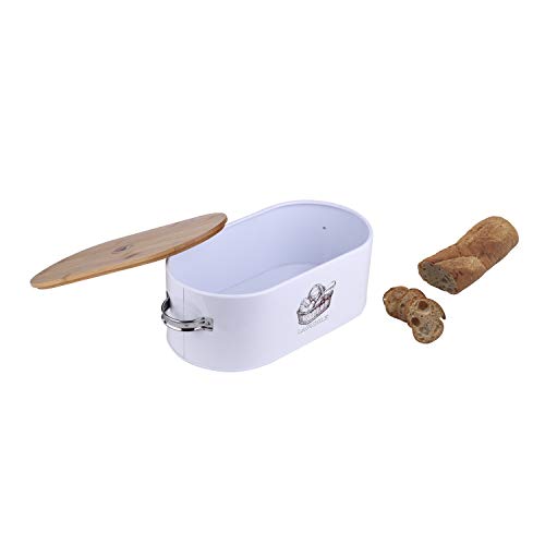 LAGUIOLE - White metal bread box and bamboo lid on sale