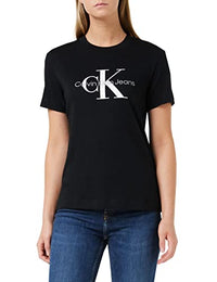 Thumbnail for Calvin Klein Damen T-Shirt Kurzarm Core Monologo Rundhalsausschnitt, Schwarz (Ck Black), im Sale