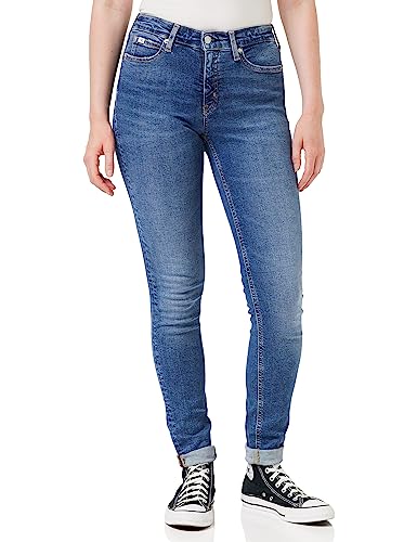 Calvin Klein Damen Jeans Hose Mid Rise Skinny Fit, Blau (Denim Dark), 30W/32 im Sale