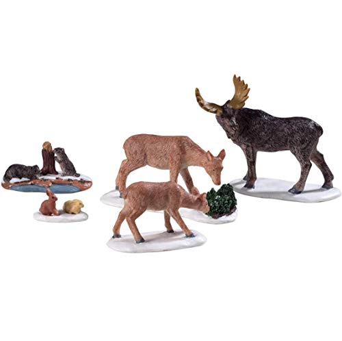Lemax 92771 - Wild Animals 5er Set - Wilde Tiere/Waldtiere - Kleine Weihnachtsfiguren für Weihnachtsdorf/Weihnachtswelt im Sale