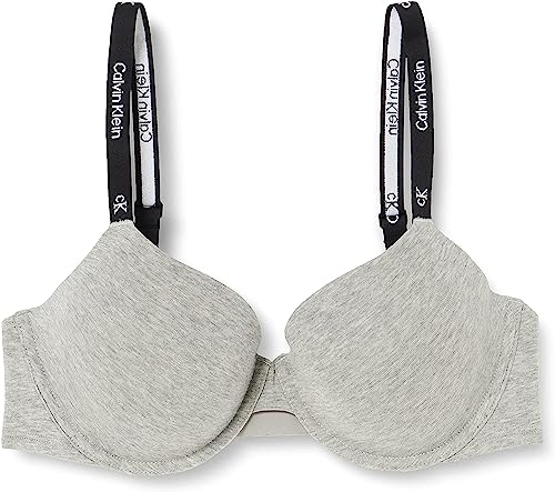 Calvin Klein Lightly Lined Demi Demi-Plunge-BHs Damen, Grau (Grey Heather), 34B im Sale