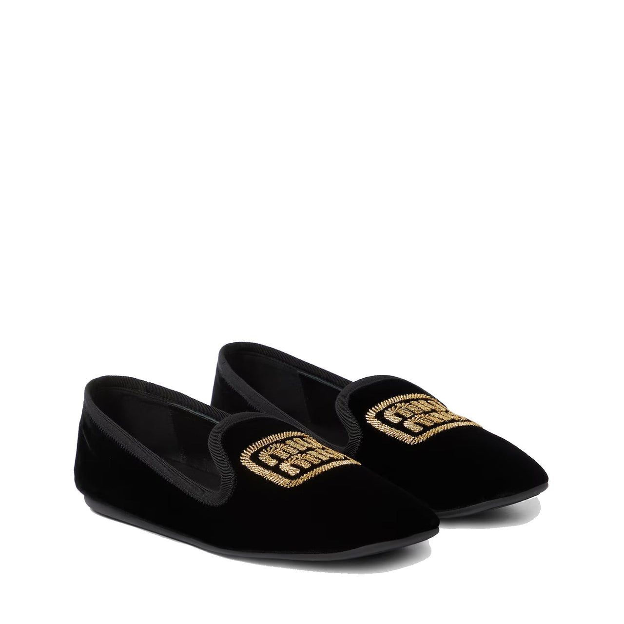 Miu Miu Logo Velvet Flats im Sale