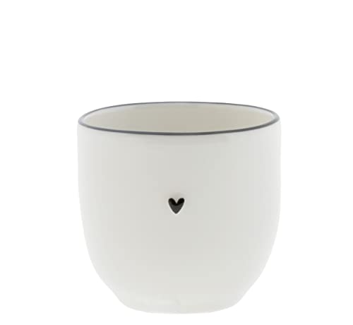 Bastion Collections BC Eierbecher Little Heart Keramik weiß schwarz H5cm Keramik handbemalt Küche Gedeckter Tisch BC Egg Cup