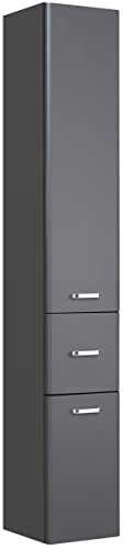 Thumbnail for Pelipal Quickset 327 bathroom cabinet in anthracite high gloss, 30 cm wide | Tall cabinet with 2 doors, 1 drawer, and 3 shelves on sale