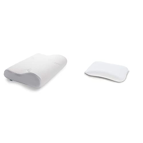 TEMPUR Original Schlafkissen, ergonomisches Nackenstützkissen, Weiß, (50 x 31 x 10/7 cm) & Jersey-Kissenbezug mit Reißverschluss für Symphony Schlafkissen der im Sale