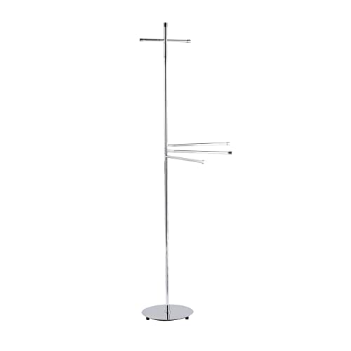 WENKO Roma coat rack with 3 arms - Towel rack, movable arms, 1 hanging rod, steel, 52 x 165 x 30 cm, chrome on sale