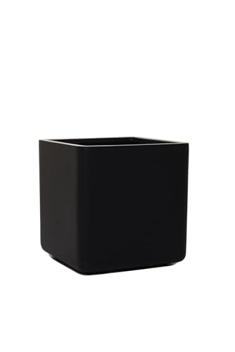 VIVANNO Planter with Wheels Block Round 40x40 - Black Matt on Sale