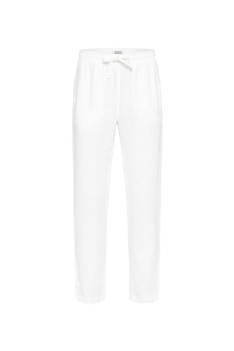 SOCCX Damen Klassische Leinenhose mit Elastikbund Opticwhite im Sale