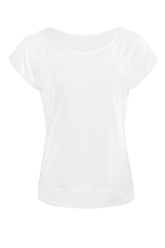 Winshape Damen Seidig Weiches Bambus-Kurzarmshirt Bamt002 Mit Abgerundetem Saum T-Shirt, Weiß, EU im Sale