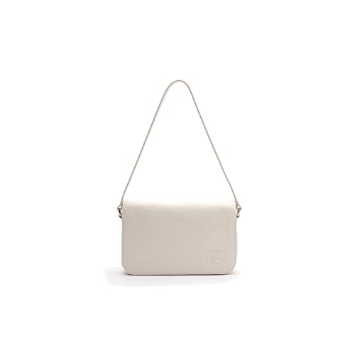 Lacoste Women's Handbag Flap Bag, Leather, 20 x 12.5 x 4 cm, Handbag Shoulder Bag Shoulder Strap, Cream (J05), One Size on Sale