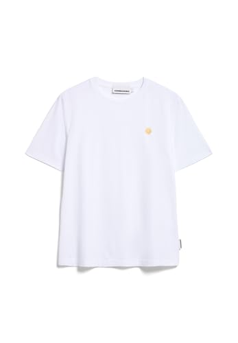 ARMEDANGELS Damen T-Shirt aus Bio-Baumwolle LUALAA Icons Regular Fit White-Yellow im Sale