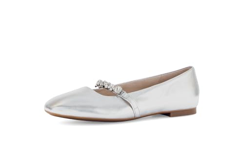 Gabor Damen Klassische Ballerinas, Frauen Flats,Ballet-Flats,Ausgehschuhe,Slip-ons,Gummizug,Ballerinen,Pumps,Silber (Kristall),38.5 im Sale