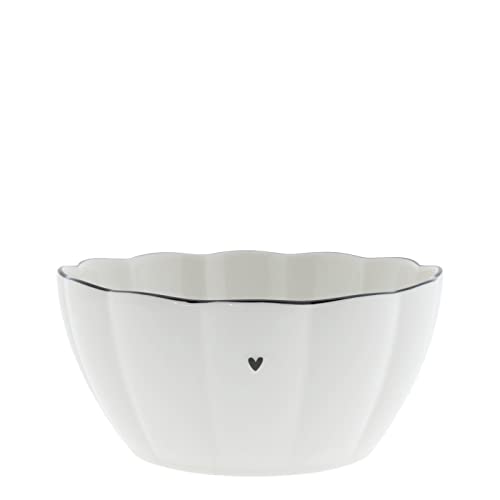 Bowl Ruffle Heart Keramik weiß schwarz D15cm Keramikschale Müslischale BC Bowl Küche gedeckter Tisch im Sale
