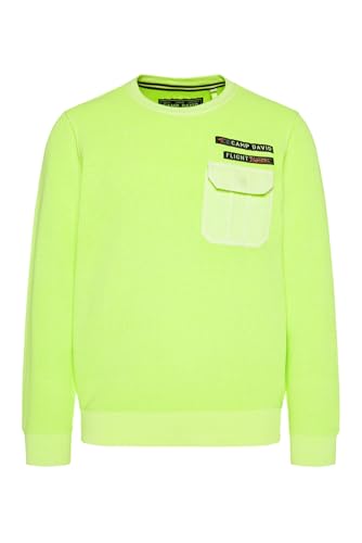 Camp David Herren Pullover Stone Washed mit Klappentasche und Patches Black im Sale