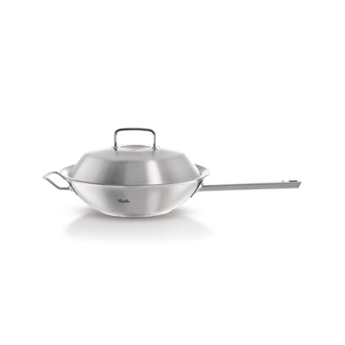 Fissler Original-Profi Collection / Edelstahl-Wokpfanne (Ø 30 cm, 4,1 Liter) Stiel-Wok mit Metall-Deckel, unbeschichtet - Induktion, Silber im Sale