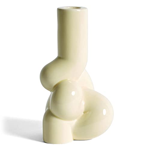 Hay W&S Soft Kerzenständer aus Steingut in der Farbe Gelb, Maße: 9,5cm x 9,5cm x 18cm, 508173 im Sale