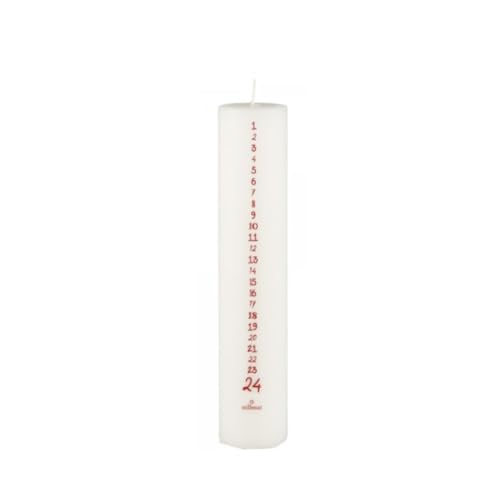 IB Laursen Weihnachtskerze 1-24 Weiss m/roten Zahlen, H: 25 Ø: 5 im Sale