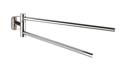 WENKO Mezzano towel rail, towel rail with 2 movable arms, enough space for 2 towels, made of high-quality, shiny stainless steel, 5.5 x 9 x 41.5 cm on sale