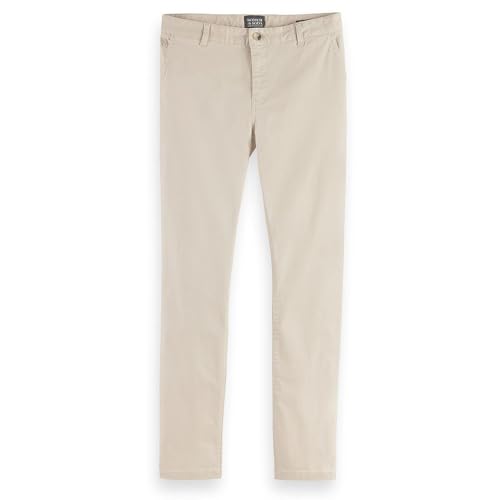 Scotch & Soda Men Essential Stuart-Stretch Cotton Chino Pants, Parchment, 33-34 im Sale