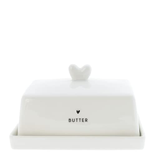 BC Butterdose BUTTER Heart Keramik weiß schwarz Küchenaccessoires Kochen Aufbewahrung gedeckter Tisch im Sale
