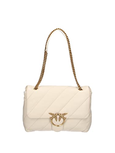 Pinko Damen Love Big Puff Cl Sheep Nappa Tasche, Z14q_Weiß Seide Antik Gold im Sale