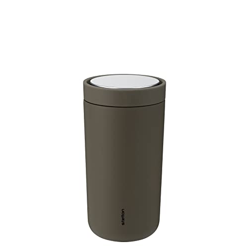 Stelton To-Go Click - Thermo Mug, Double-Walled Insulated Bottle - Stainless Steel, Leak-Proof Coffee/Tea Mug with Smart-Click Lid - Hot &amp; Cold Drinks - 0.2 Liters, Soft Bark on Sale