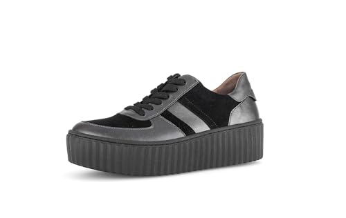Gabor Damen Low-Top Sneaker, Frauen Halbschuhe,Best Fitting,Turnschuhe,Laufschuhe,schnürschuhe,schnürer,altsilb./schw(schw,38 im Sale