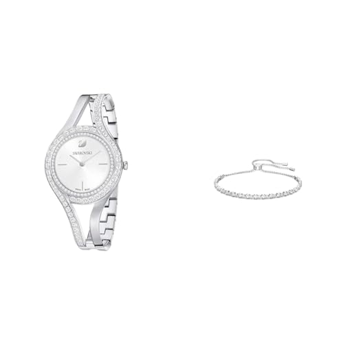 Swarovski Eternal Watch, Metal Bracelet, Silver-colored, Stainless Steel &amp; Subtle Trilogy Bracelet, White, Rhodium-plated on Sale