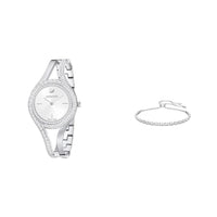 Thumbnail for Swarovski Eternal Watch, Metal Bracelet, Silver-colored, Stainless Steel & Subtle Trilogy Bracelet, White, Rhodium-plated on Sale