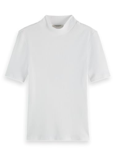 Scotch & Soda Damen Core Mock Neck Rib T-Shirt, Weiß, EU im Sale