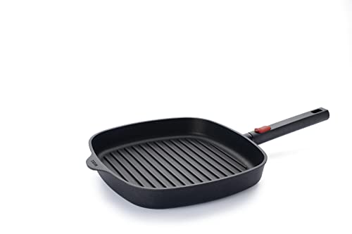 Woll Diamond Logic XR Grillpfanne, viereckig, mit Rillen - Induktiv -, 28 cm x 28 cm, 4.5 cm hoch, mit abnehmbarem Stiel - Geeignet für alle Herdarten, Aluminiumguss, Antihaft-Versiegelung im Sale