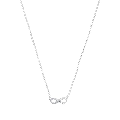 s.Oliver Kette mit Anhänger 925 Sterling Silber Damen Halsschmuck, mit Zirkonia synth., 40+5 cm, Silber, Infinity, Kommt in Schmuck Geschenk Box, 2017245 im Sale
