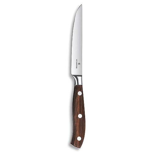 Victorinox, Grand Maître, professional steak knife, extra sharp blade, straight edge, 12 cm, elegant wooden handle, stainless steel, brown on sale