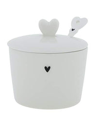 Thumbnail for BC Zuckerdose little Heart mit Löffel Keramik weiss schwarz Keramikgeschirr Sugar Bowl Küche gedeckter Tisch im Sale