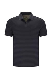 Thumbnail for hajo polo shirt short sleeve shirt Soft Knit 20105 100 black striped, men's sale