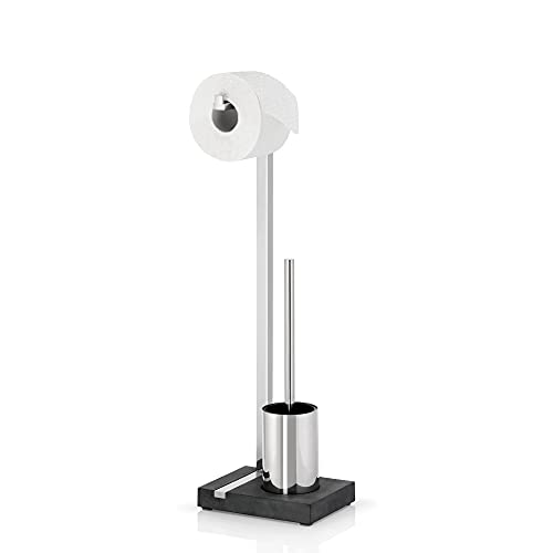 blomus -MENOTO- Stand WC-Garnitur aus mattiertem Edelstahl, freistehender Toilettenbutler, platzsparende Konstruktion, exklusive Optik, Badaccessoire (H / B / T: 63,5 x 15 x 20 cm, Edelstahl, 68687) im Sale