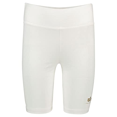 Alpha Industries Basic Bike Shorts SL Foil Print Wmn Short for women White/Yellow Gold on sale