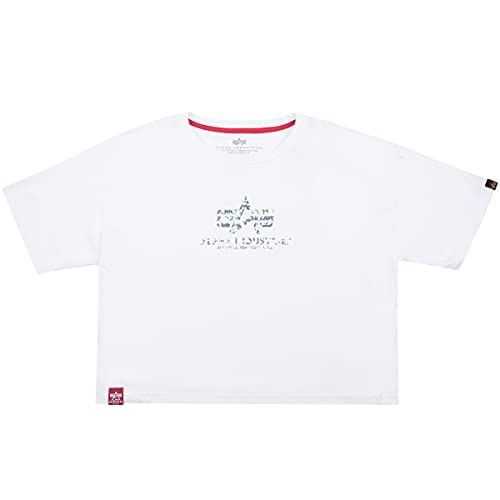 Alpha Industries Women's Basic T COS HOL. Print Wmn T-Shirt, White/Silver Crystal, on sale
