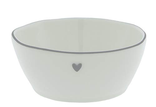 BC Bowl Sauce little Heart Keramik weiss mit grauem Rand und kleinem Herz Dip Schälchen Snack Schale Keramikgeschirr Gedeckter Tisch
