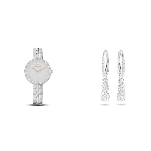 Swarovski Cosmopolitan watch, metal bracelet, silver-colored, stainless steel &amp; Attract Trilogy earrings, white, rhodium-plated on sale
