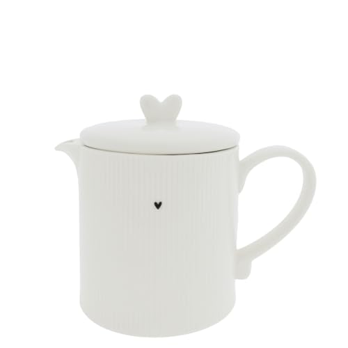 Teekanne Relief Heart Keramik weiß schwarz H16cm LI/TEAPOT HE 008WH Keramikgeschirr gedeckter Tisch im Sale