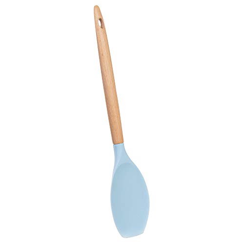 wenco Koch- und Teiglöffel, 34 cm Länge, Hitzebeständiger Silikon-Kopf, Spülmaschinengeeignet, Holz/Metall, Blau, 526487 im Sale