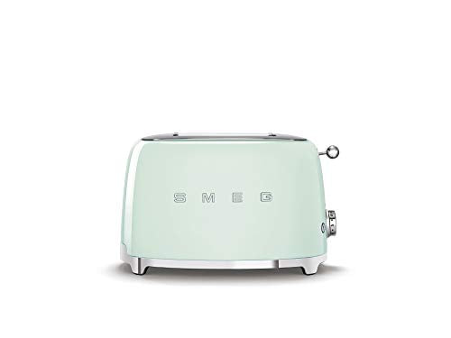 Smeg, 2x2 TSF01PGEU -Toaster, 2 slots for 2 slices, 6 gold plating levels, heating function, defrost and bagel function, collection drawer, 950W, pastel green on sale