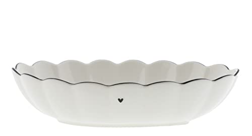 Bastion Collections Bowl Egg Ruffle Heart Keramik weiß schwarz 18x14cm Snack- oder Beilagenschale Keramikgeschirr gedeckter Tisch