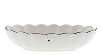 Thumbnail for Bastion Collections Bowl Egg Ruffle Heart Keramik weiß schwarz 18x14cm Snack- oder Beilagenschale Keramikgeschirr gedeckter Tisch